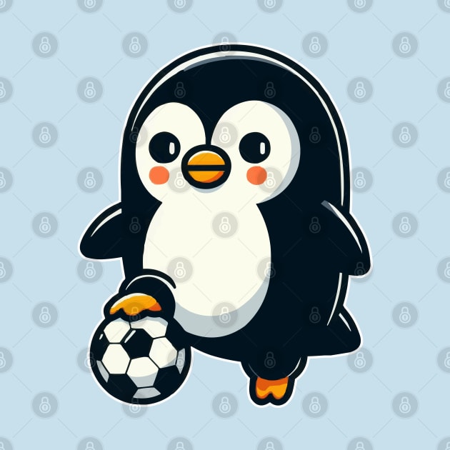 penguin as soccer player with soccer ball by fikriamrullah