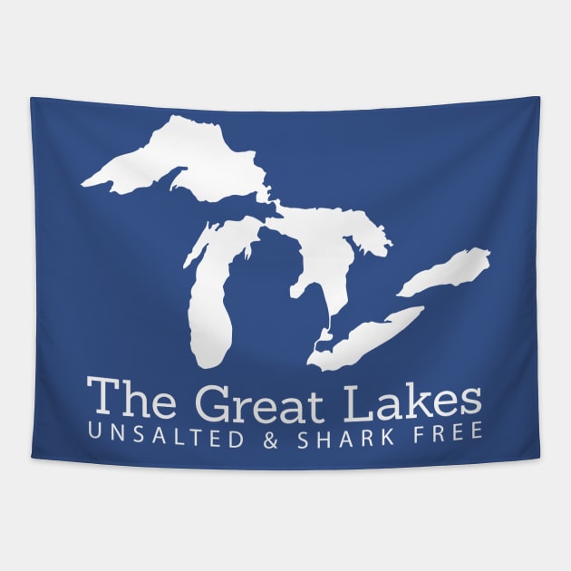 Unsalted And Shark Free Michigan Great Lakes Tapestry by Lost Mitten Apparel Co