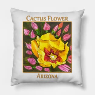 Yellow cactus flower from the state of Arizona Pillow