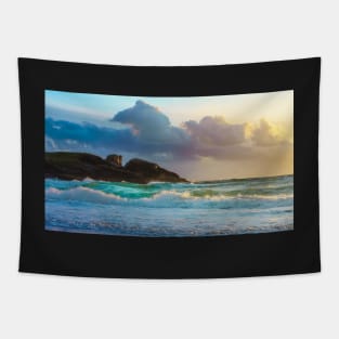 Clachtol Beach Sunset Tapestry