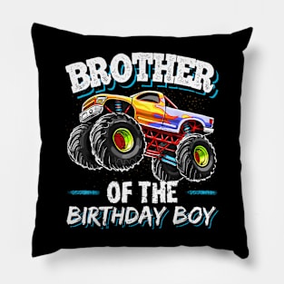 Brother Of The Birthday Boy Monster Truck Pillow