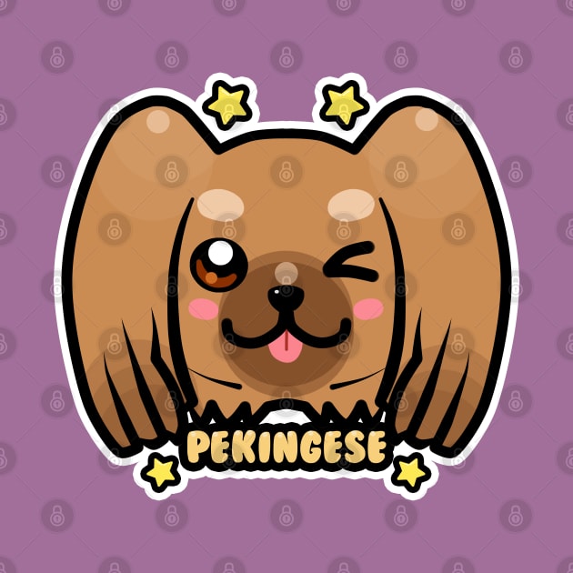 KAWAII Chibi Pekingese Dog Face by TechraNova