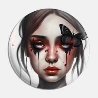 Goth Butterfly Girl Pin