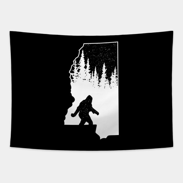 Bigfoot Mississippi State Map Tapestry by Tesszero