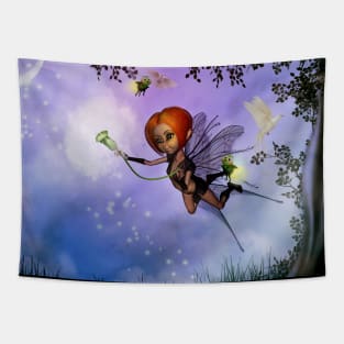 Cute little fairy playing with a dandelion Tapestry