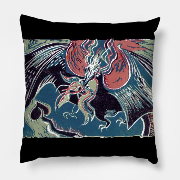 Old Dragon Pillow by Sylke Gande