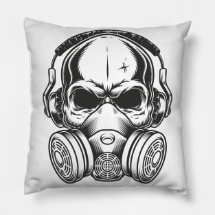 skull wearing a mask and Headphone Pillow