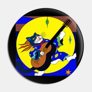 Cat playing guitar ukiyo-e Pin