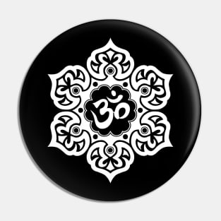 White Lotus Flower Yoga Om Pin