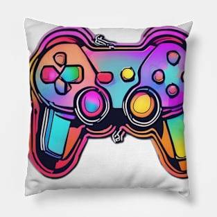 Vibrant Neon Game Controller Art No. 558 Pillow