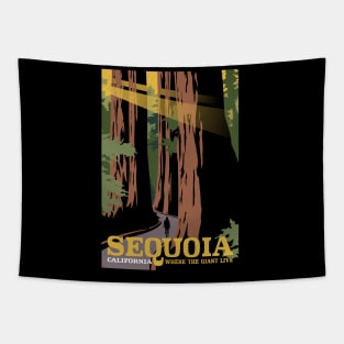 California Sequoia Vintage Style Travel Poster Design Tapestry