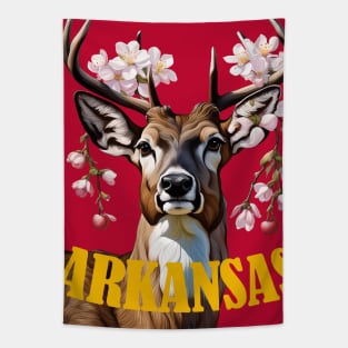 Arkansas Deer With Apple Blossom Tapestry