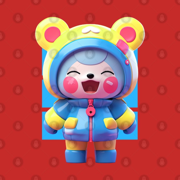 AKBLM - RED CHEEKS KUMA LOVES RED LOLLIPOPS 🍭 | KAWAII CHIBI 3D MASCOT by AKBLM