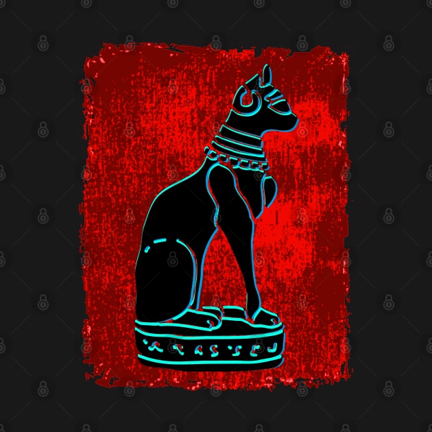 Bastet Cat Black/Teal/Red by TJWDraws