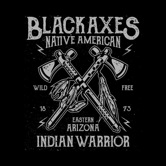 Black Axes Indian Warriors Native Americans by MrWatanabe