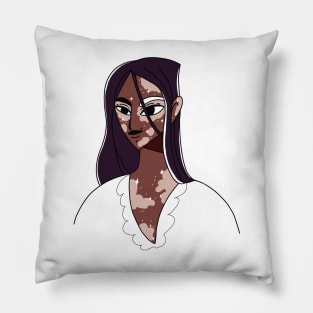 African American woman with vitiligo. Pillow