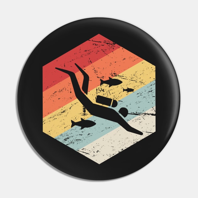 Retro 70s Scuba Diver Icon Pin by MeatMan