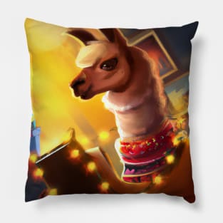 Cute Llama Drawing Pillow