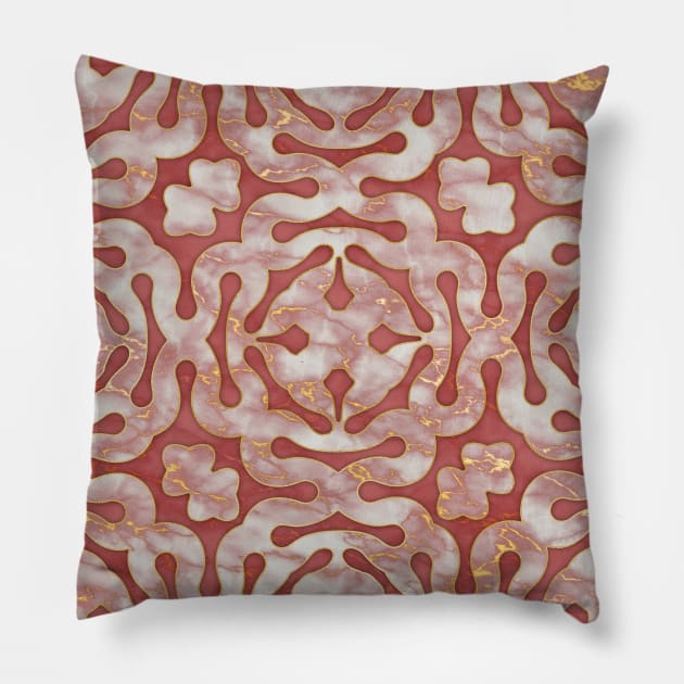 Pink and gold marble mosaic pattern Pillow by lents