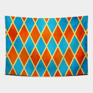 Orange Blue Retro Pattern Tapestry