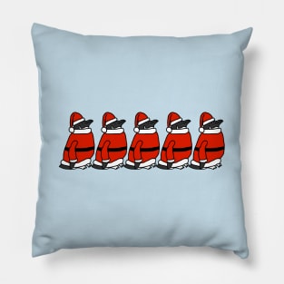 Funny Christmas Five Santa Claus Penguins Pillow