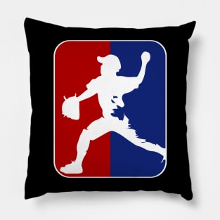 Blue red baseball silhouette Pillow