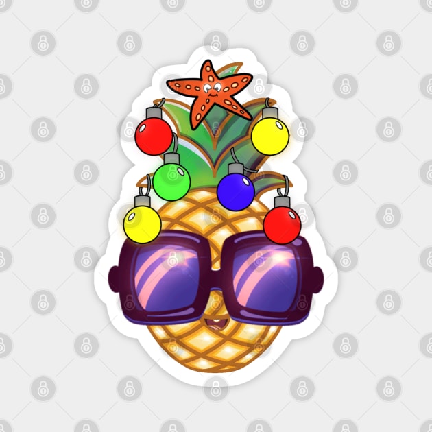 Christmas Tree Pineapple Magnet by Purple Canvas Studio