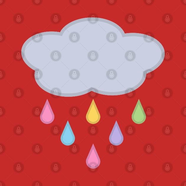 Raining Rainbow Raindrop Rain Cloud in Pink by Kelly Gigi