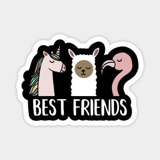 Best Friends Unicorn, Llama, Flamingo Magnet