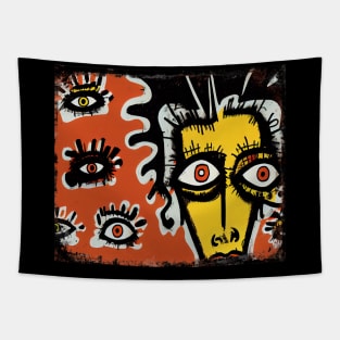 Weird Crazy Eyes Street Art Tapestry