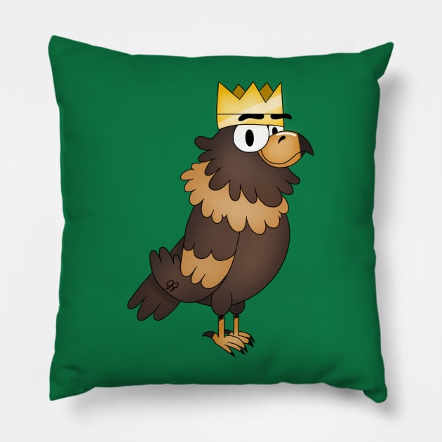 Golden Eagle Wearing Crown Pillow by JennaBunnies