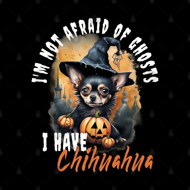 Chihuahua Dog Ghost Guardian Vintage Halloween Funny by Sniffist Gang