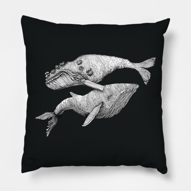 A Couple of Whales Pillow by dotsofpaint