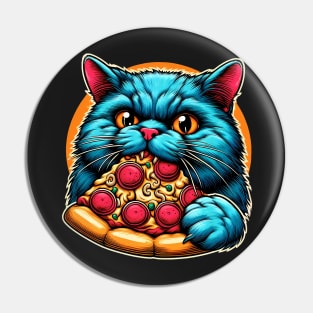 Cute Cat eating Pizza Pin