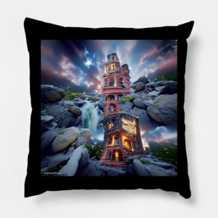 TOWER BETWEEN WORLDS ORIGINAL DIGITAL AI GENERATED ART Pillow