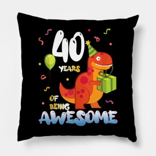 40th Birthday Dinosaur Dino Lover Themed 40 Year Pillow