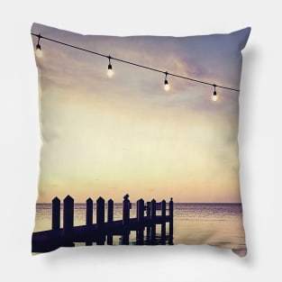 Sunset Over The Florida Keys Dock Pillow