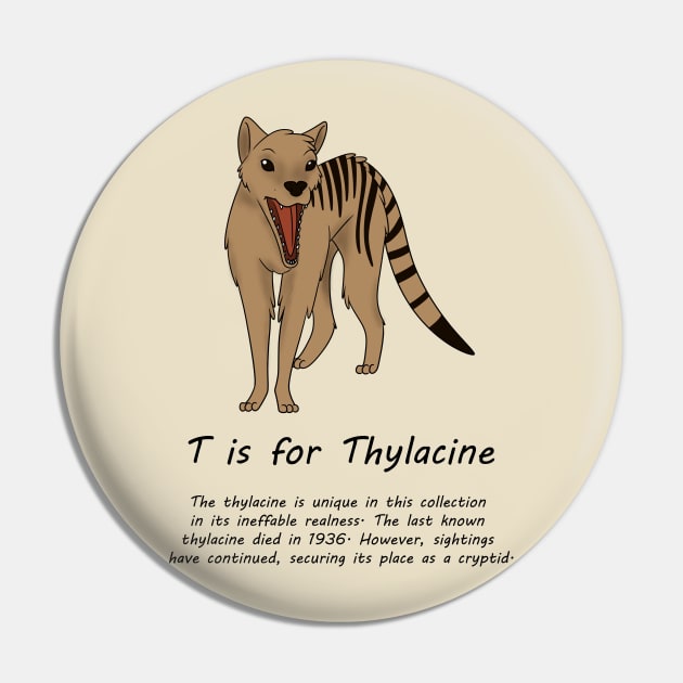 Thylacine Pin by possumtees