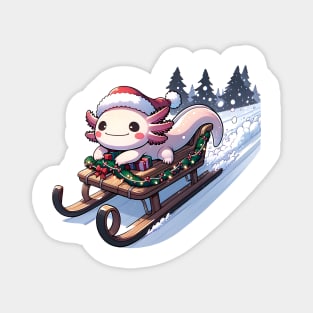 Axolotl Christmas Sleigh Magnet