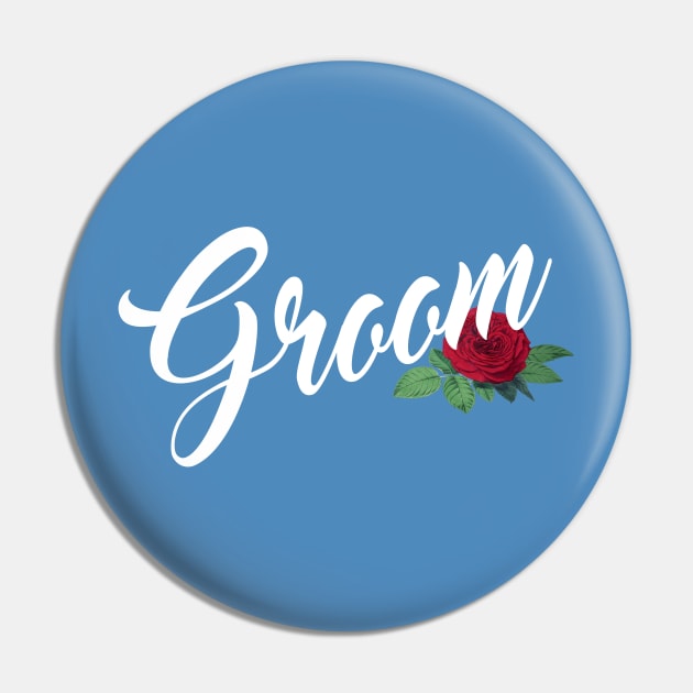 Elegant Groom Floral Wedding Calligraphy Pin by Jasmine Anderson