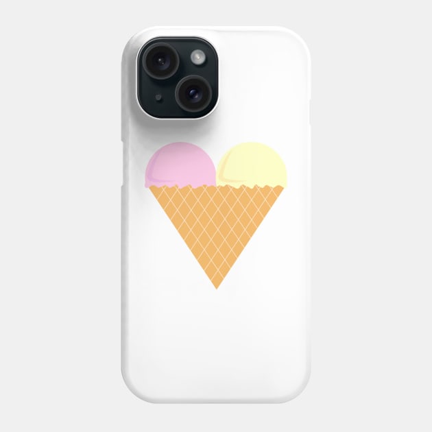 Pink And Yellow Love Heart Ice-Cream Digital Art | Melanie Jensen Illustrations Phone Case by illusima