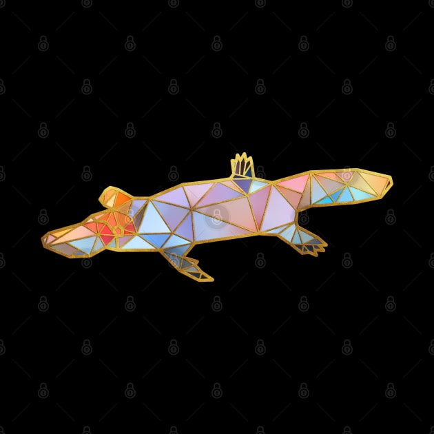 Platypus Geometric Gold Lines by HappyGiftArt