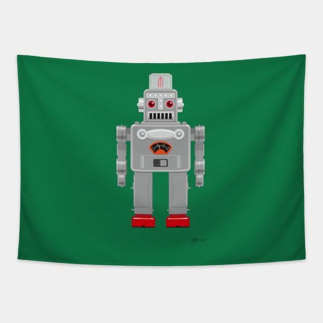 Retro Robot Tapestry by Tunstall