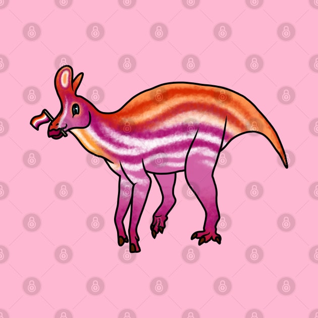 LESBIosaurus Prideosaur - Pride Month Gender Fluid Flag Dinosaur by saradrawspaleo