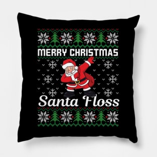 Merry Christmas Santa Floss Funny Ugly Christmas Sweater Pillow