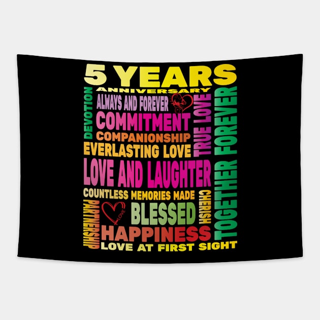 5th Years Womens Wedding Years Anniversary Love Happy Couples Lovers Tapestry by Envision Styles