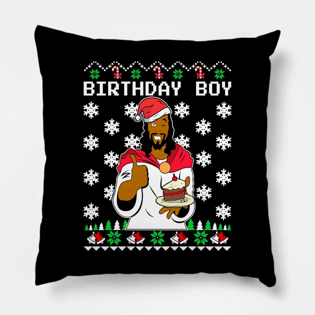 Birthday Boy Christmas Sweater Pillow by KsuAnn