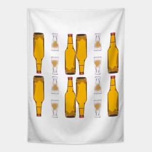 Bottle of beer and Beer glass Tapestry
