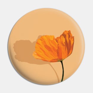 Low Poly Orange Poppy Pin