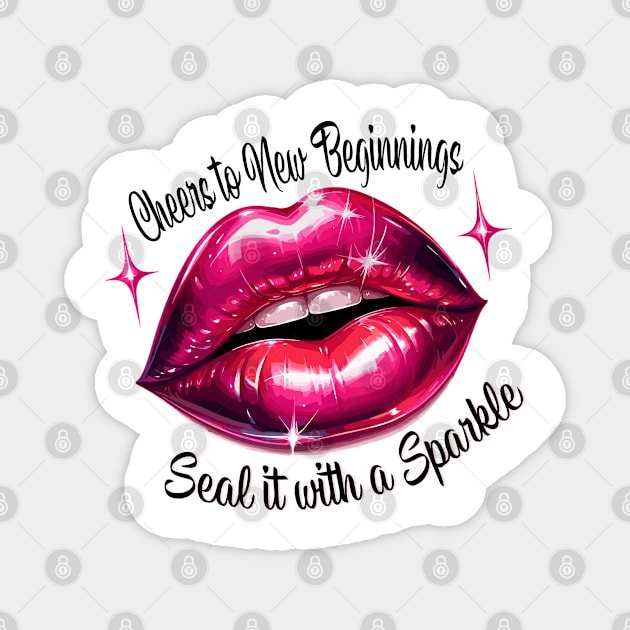 Sparkling New Beginnings - Glossy Lip Art Magnet by WEARWORLD